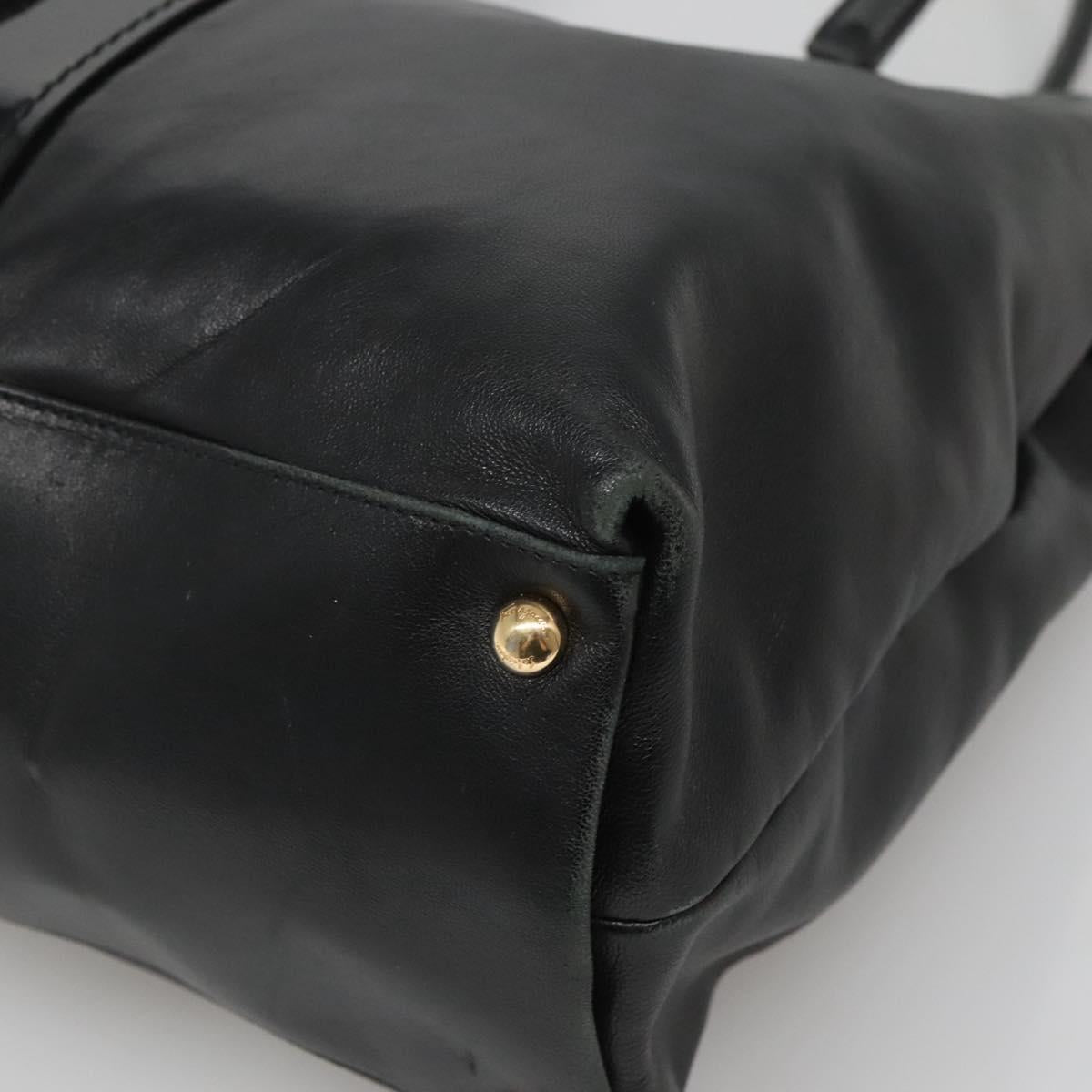 Salvatore Ferragamo Vera Tote Bag Leather Black Gold Auth bs26608
