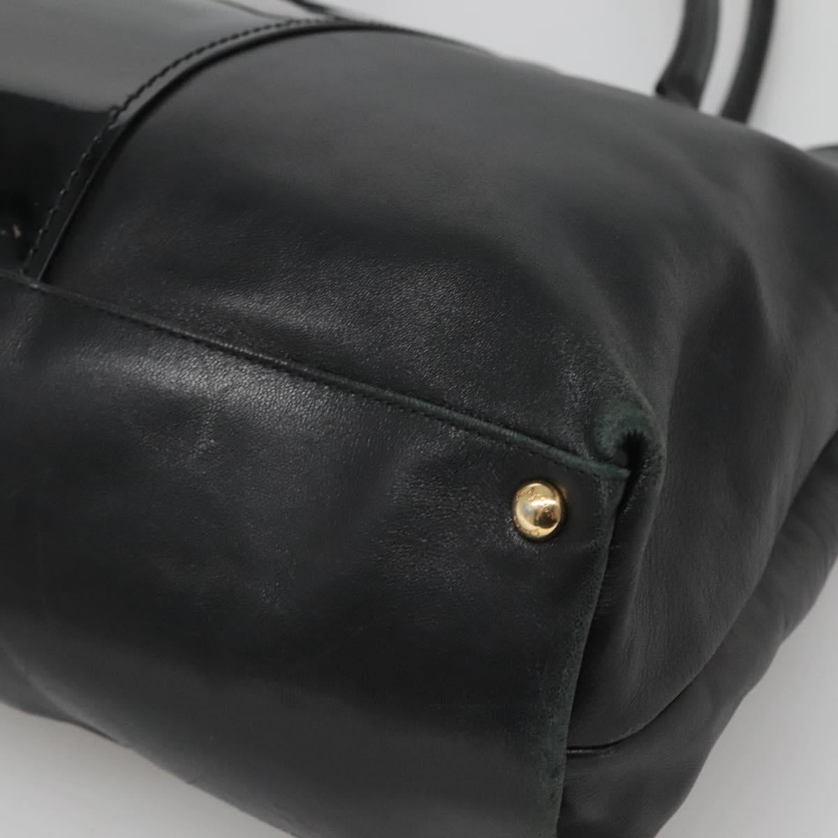 Salvatore Ferragamo Vera Tote Bag Leather Black Gold Auth bs26608