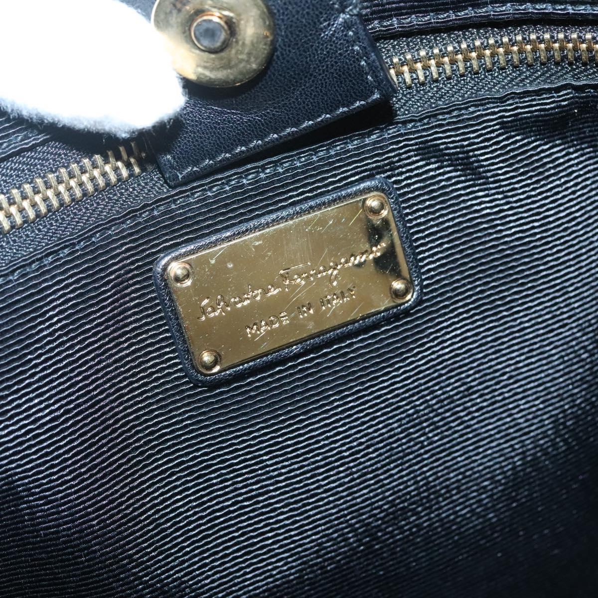 Salvatore Ferragamo Vera Tote Bag Leather Black Gold Auth bs26608