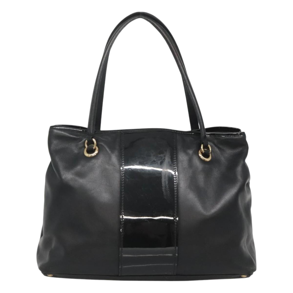 Salvatore Ferragamo Vera Tote Bag Leather Black Gold Auth bs26608