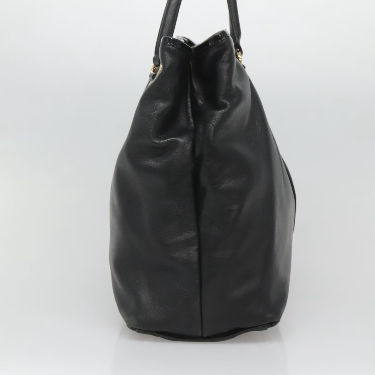 Salvatore Ferragamo Vera Tote Bag Leather Black Gold Auth bs26608