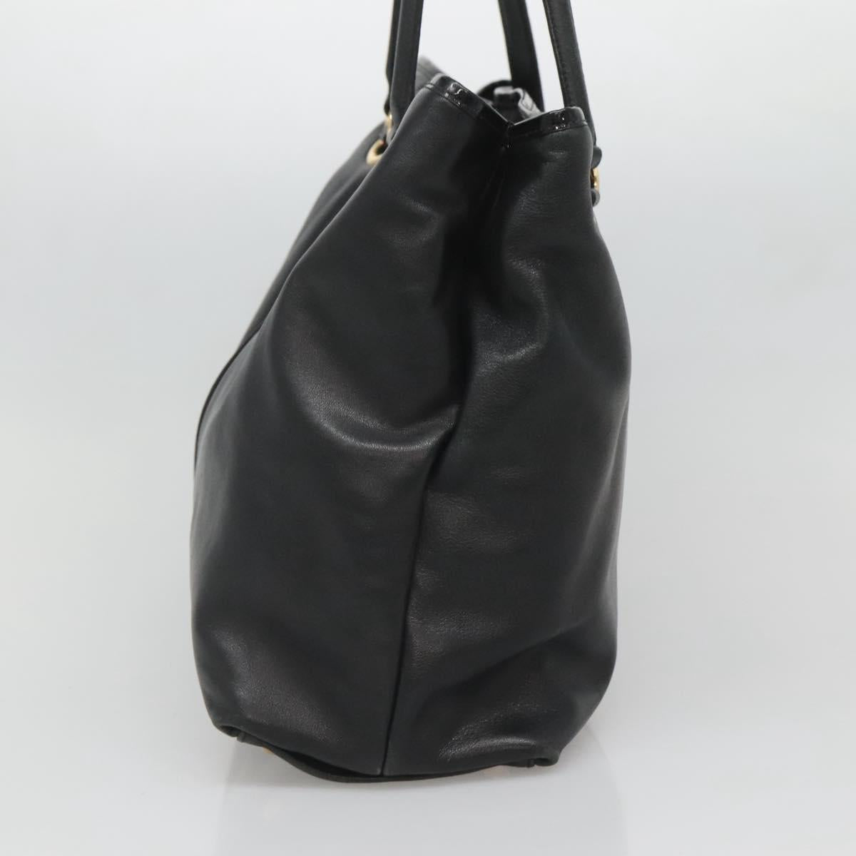 Salvatore Ferragamo Vera Tote Bag Leather Black Gold Auth bs26608