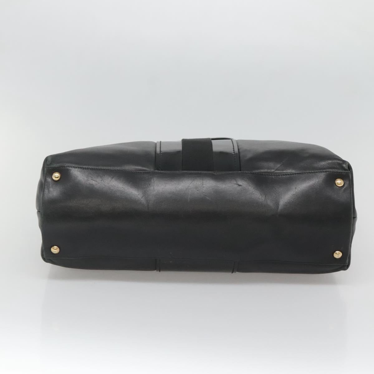 Salvatore Ferragamo Vera Tote Bag Leather Black Gold Auth bs26608