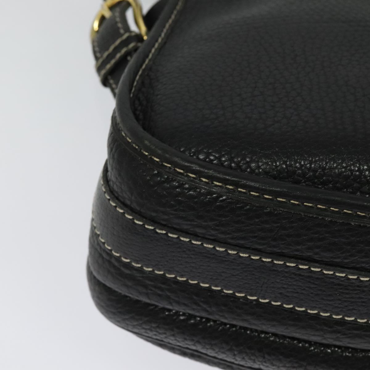 CELINE Shoulder Bag Leather Black Gold Auth bs26612