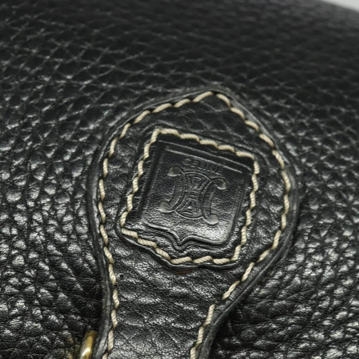 CELINE Shoulder Bag Leather Black Gold Auth bs26612