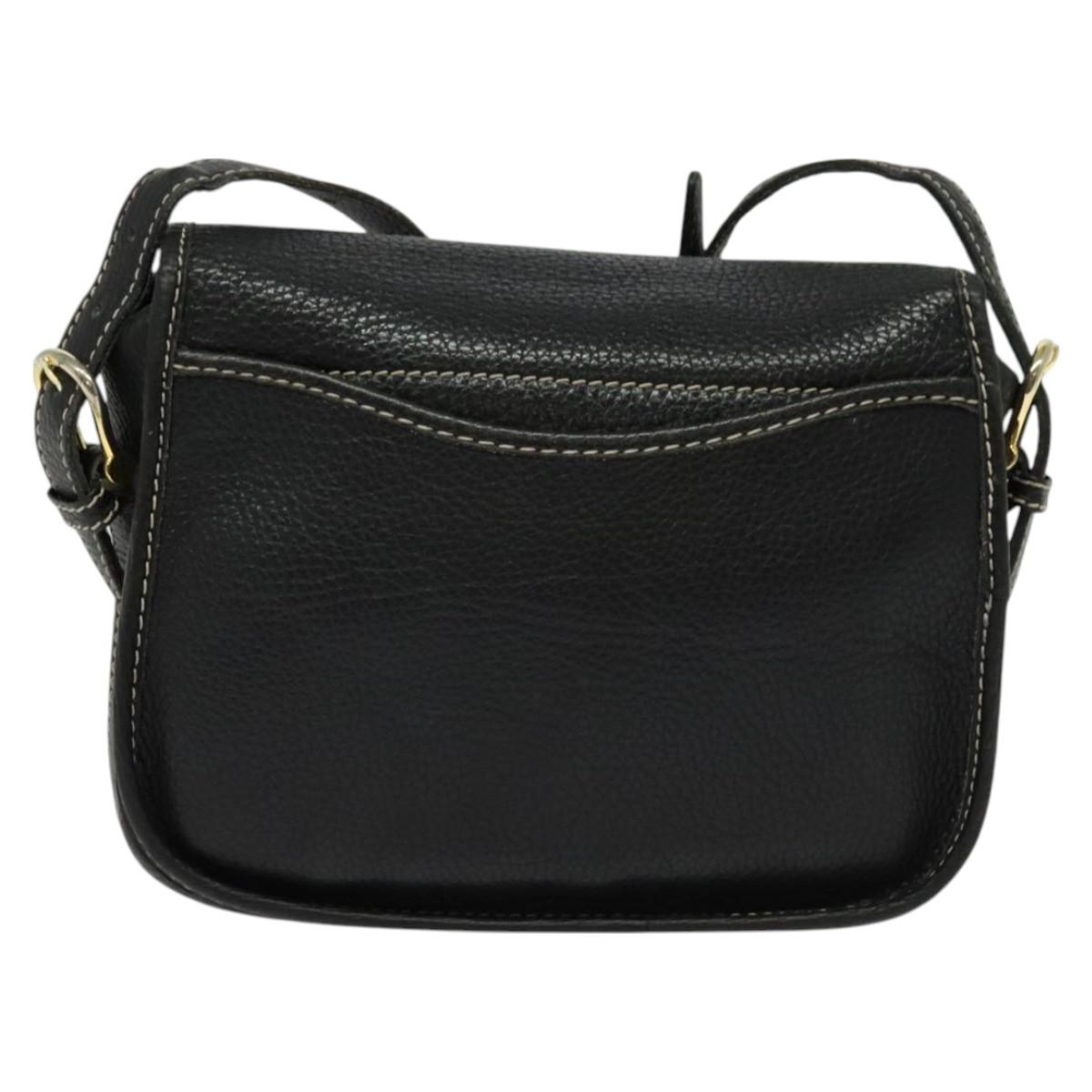 CELINE Shoulder Bag Leather Black Gold Auth bs26612