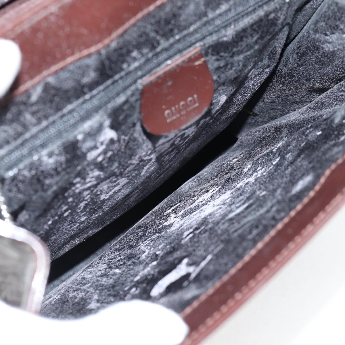 GUCCI Shoulder Bag Patent leather Brown Silver 002 2046 0433 Auth bs26623