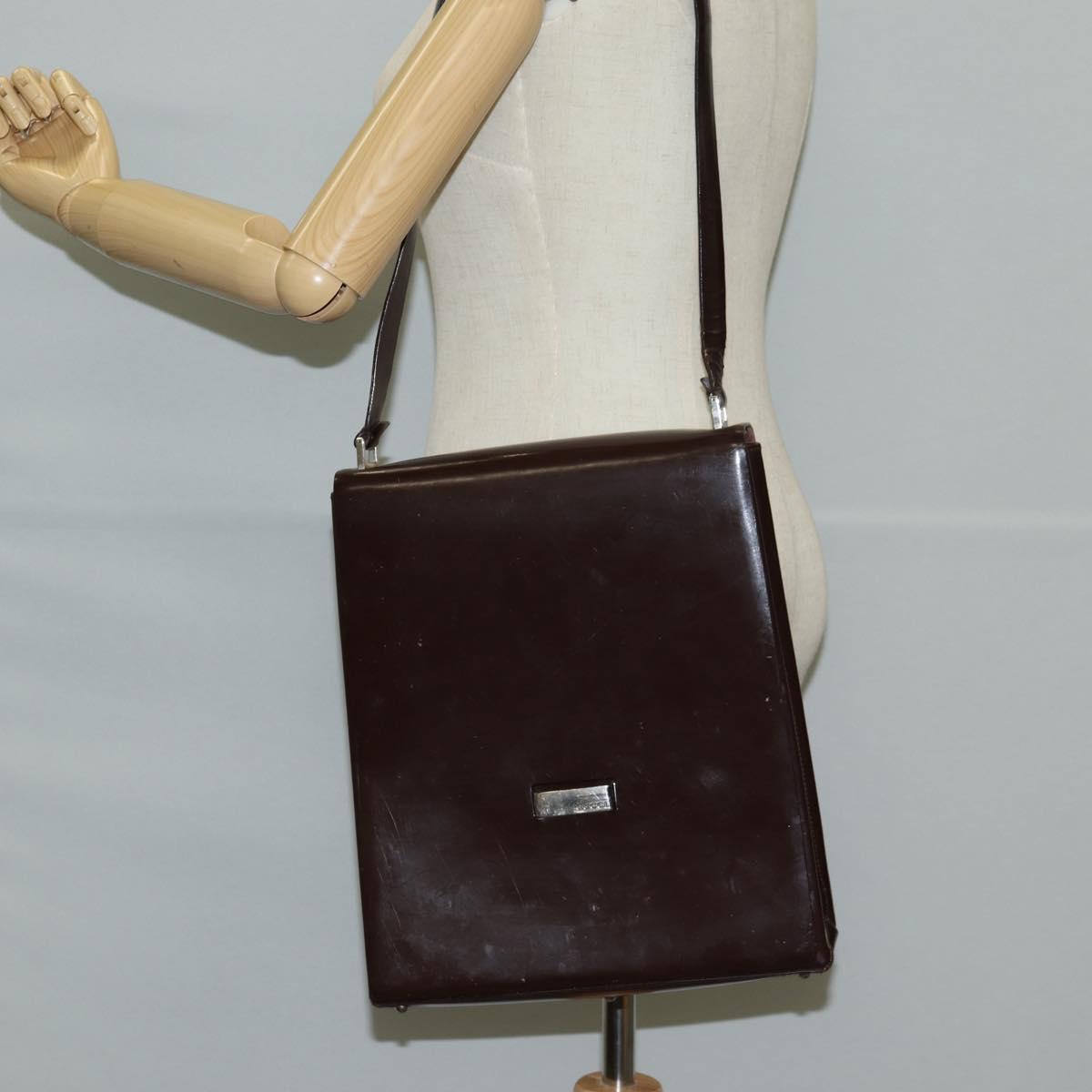GUCCI Shoulder Bag Patent leather Brown Silver 002 2046 0433 Auth bs26623