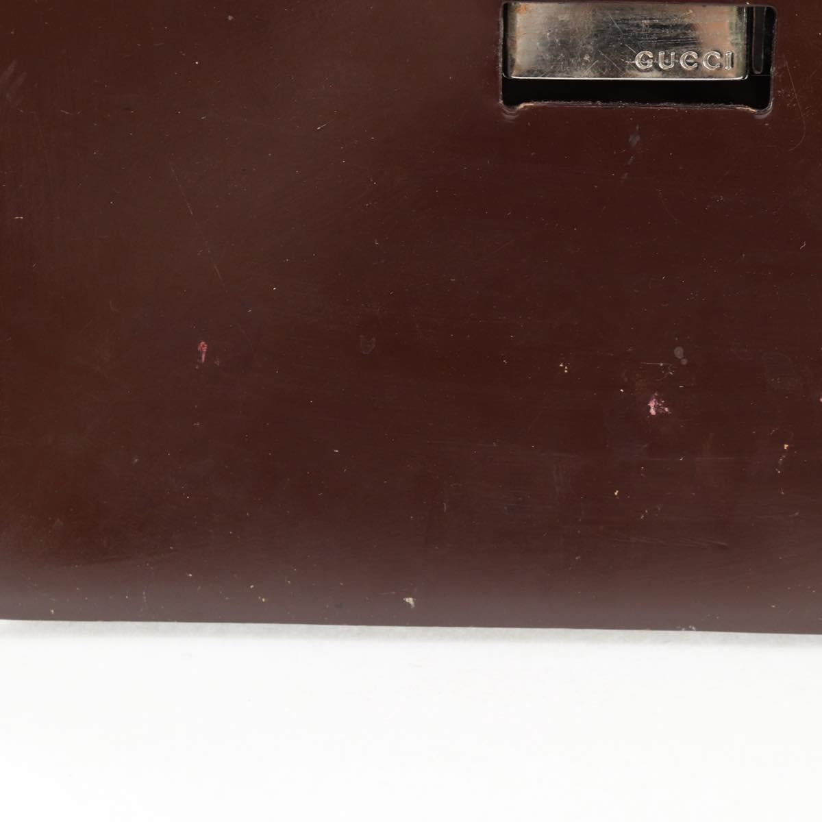 GUCCI Shoulder Bag Patent leather Brown Silver 002 2046 0433 Auth bs26623