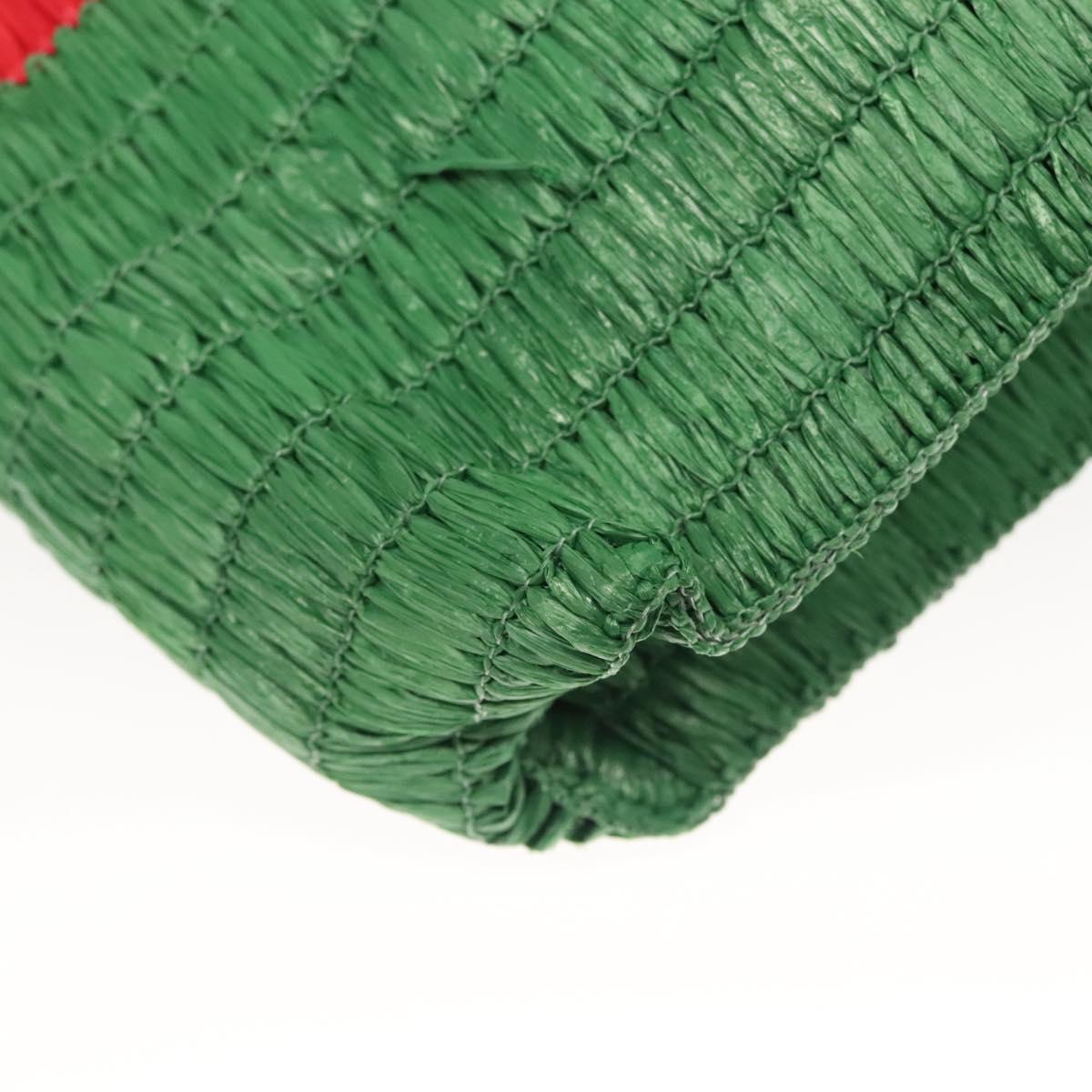 GUCCI Hand Bag Straw Green Red 524810 Auth bs26626