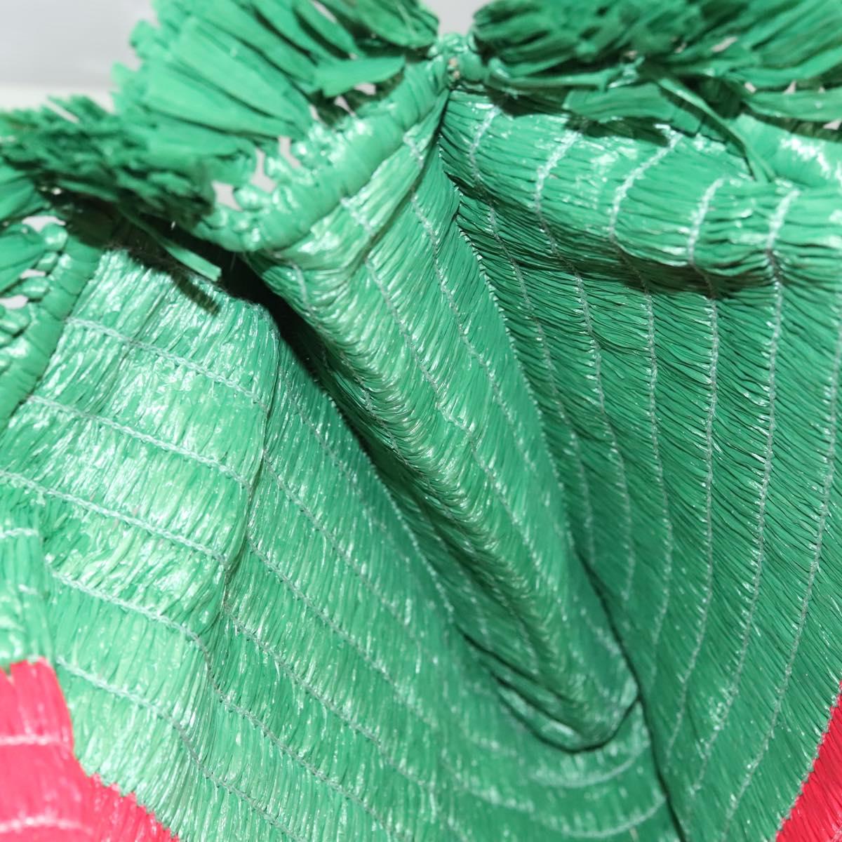 GUCCI Hand Bag Straw Green Red 524810 Auth bs26626