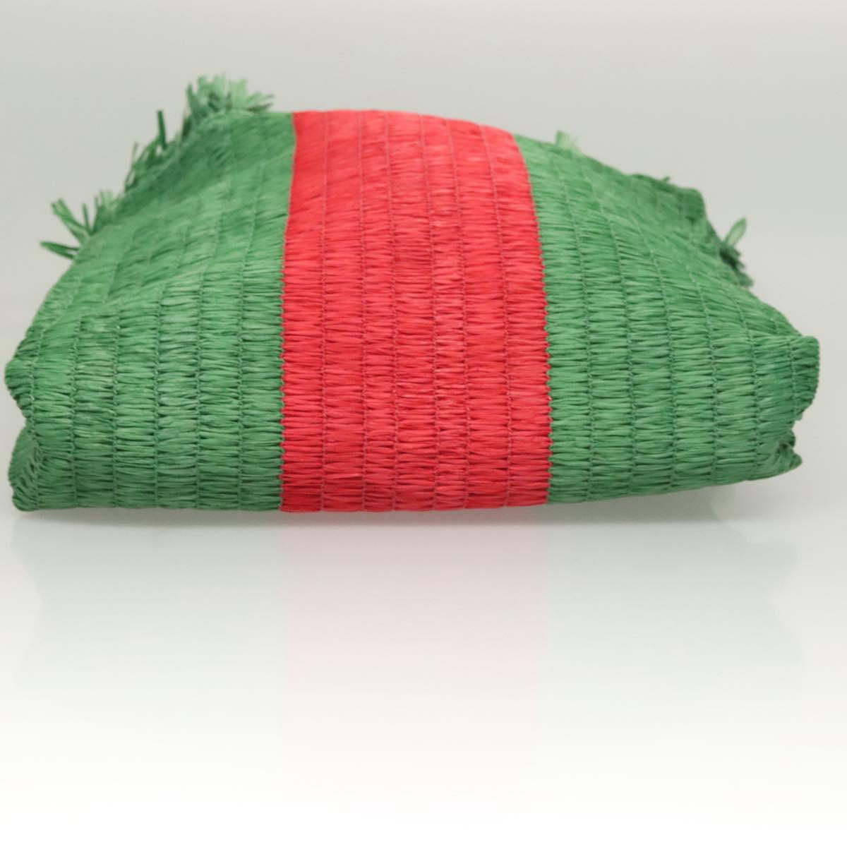 GUCCI Hand Bag Straw Green Red 524810 Auth bs26626