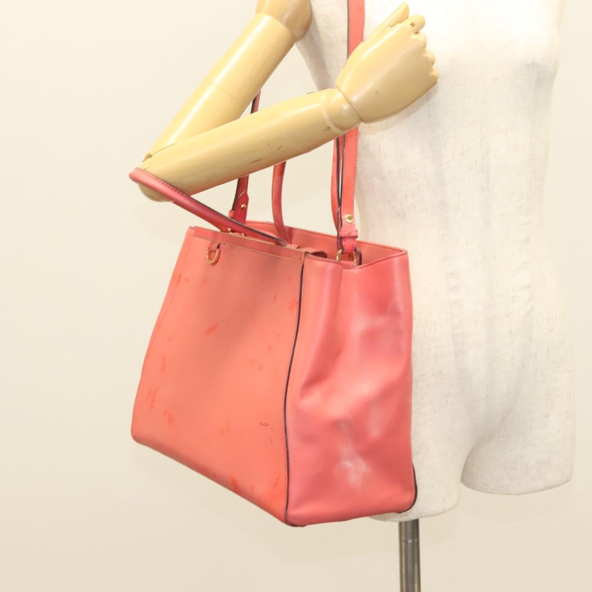 FENDI To joule Hand Bag Leather Pink Gold Auth bs26640