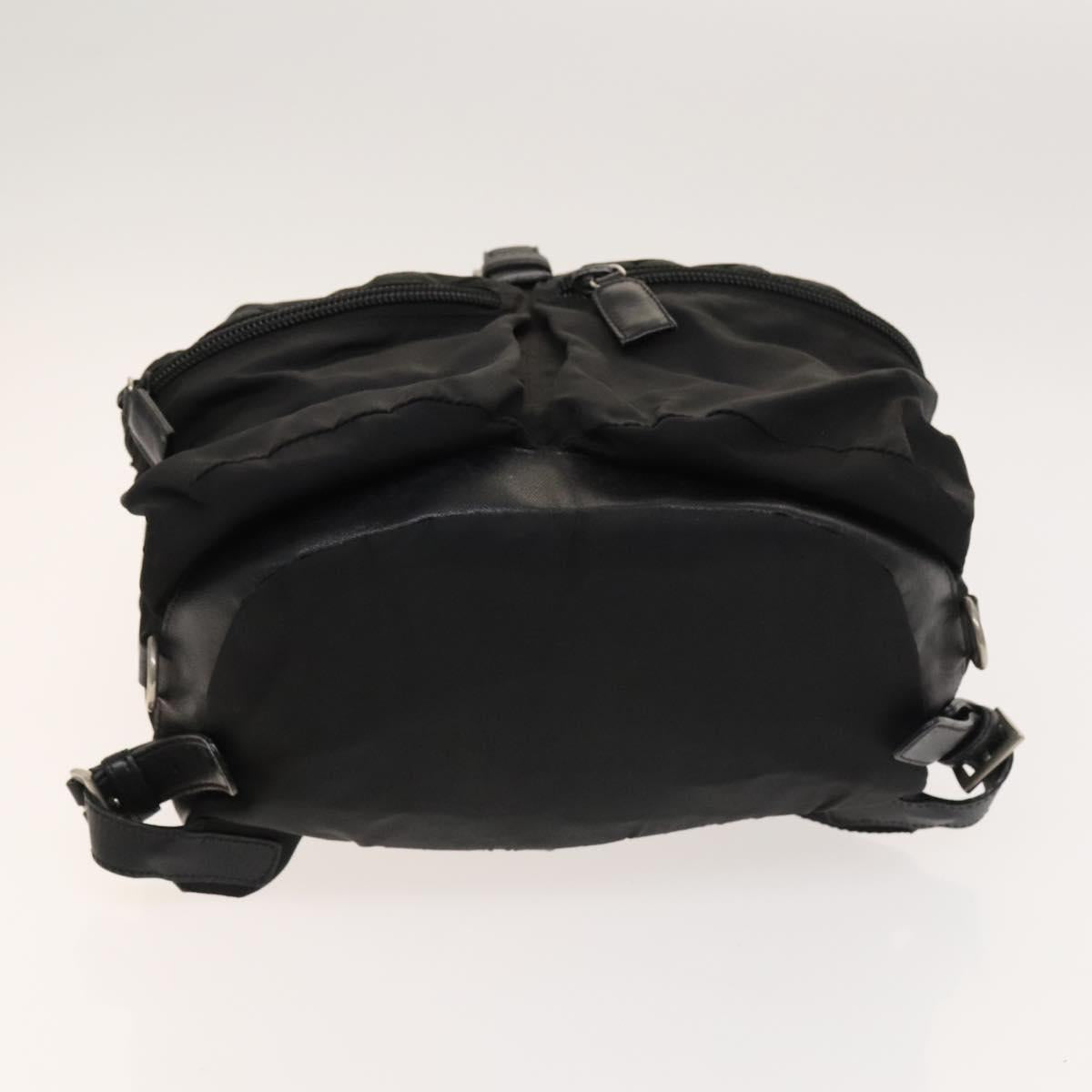 PRADA Backpack Nylon Leather Black Silver Auth bs26646