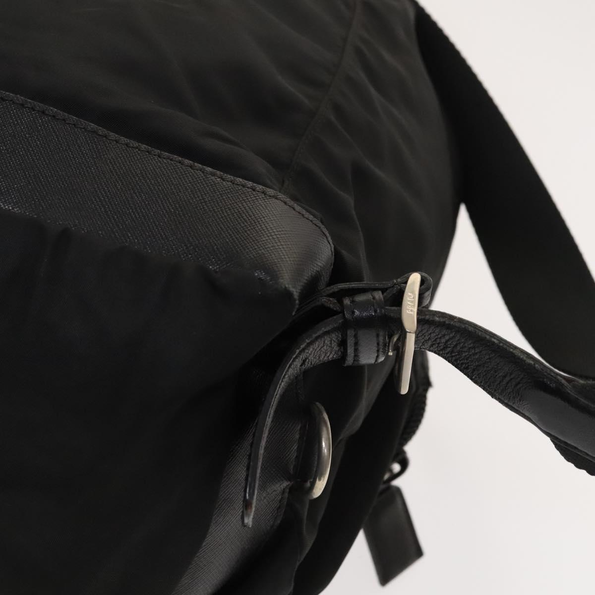 PRADA Backpack Nylon Leather Black Silver Auth bs26646