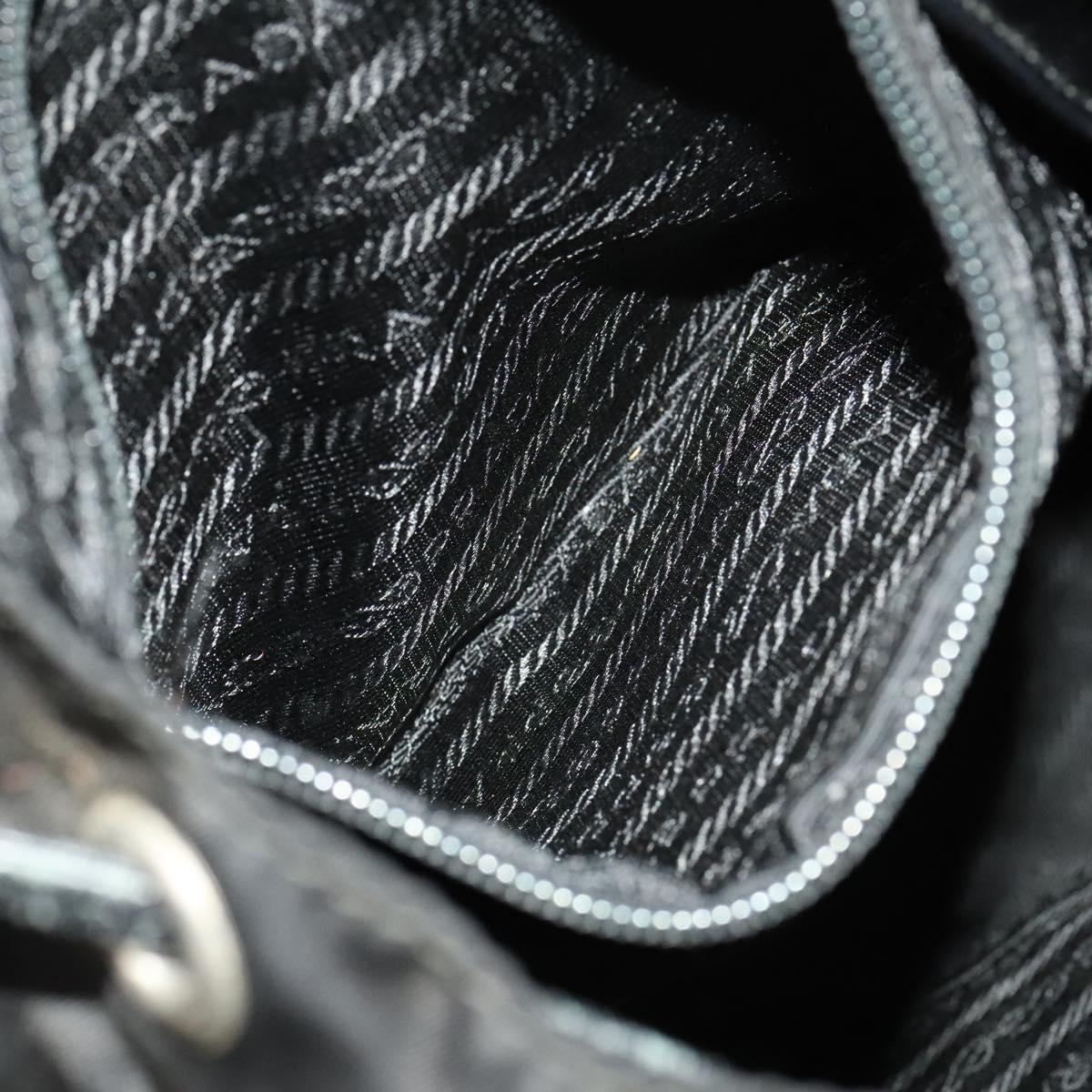 PRADA Backpack Nylon Leather Black Silver Auth bs26646