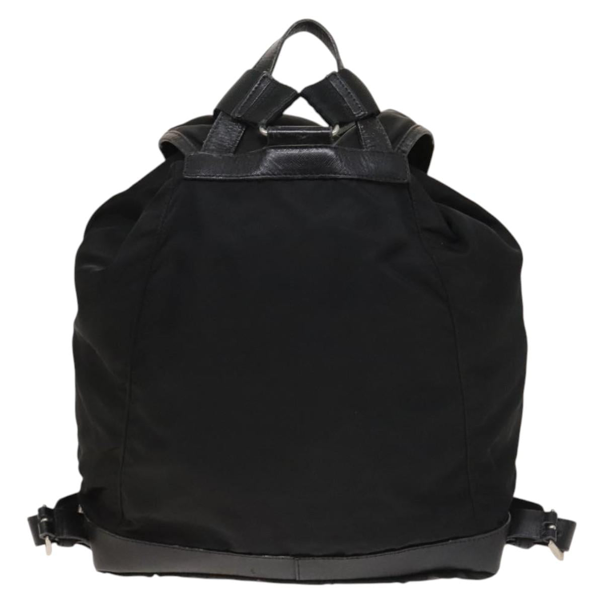 PRADA Backpack Nylon Leather Black Silver Auth bs26646