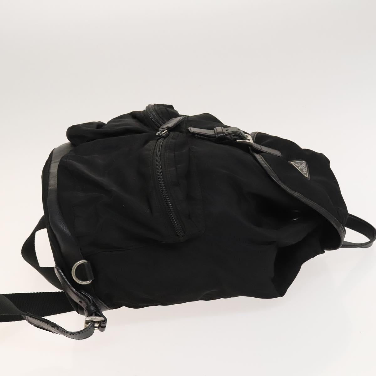PRADA Backpack Nylon Leather Black Silver Auth bs26646