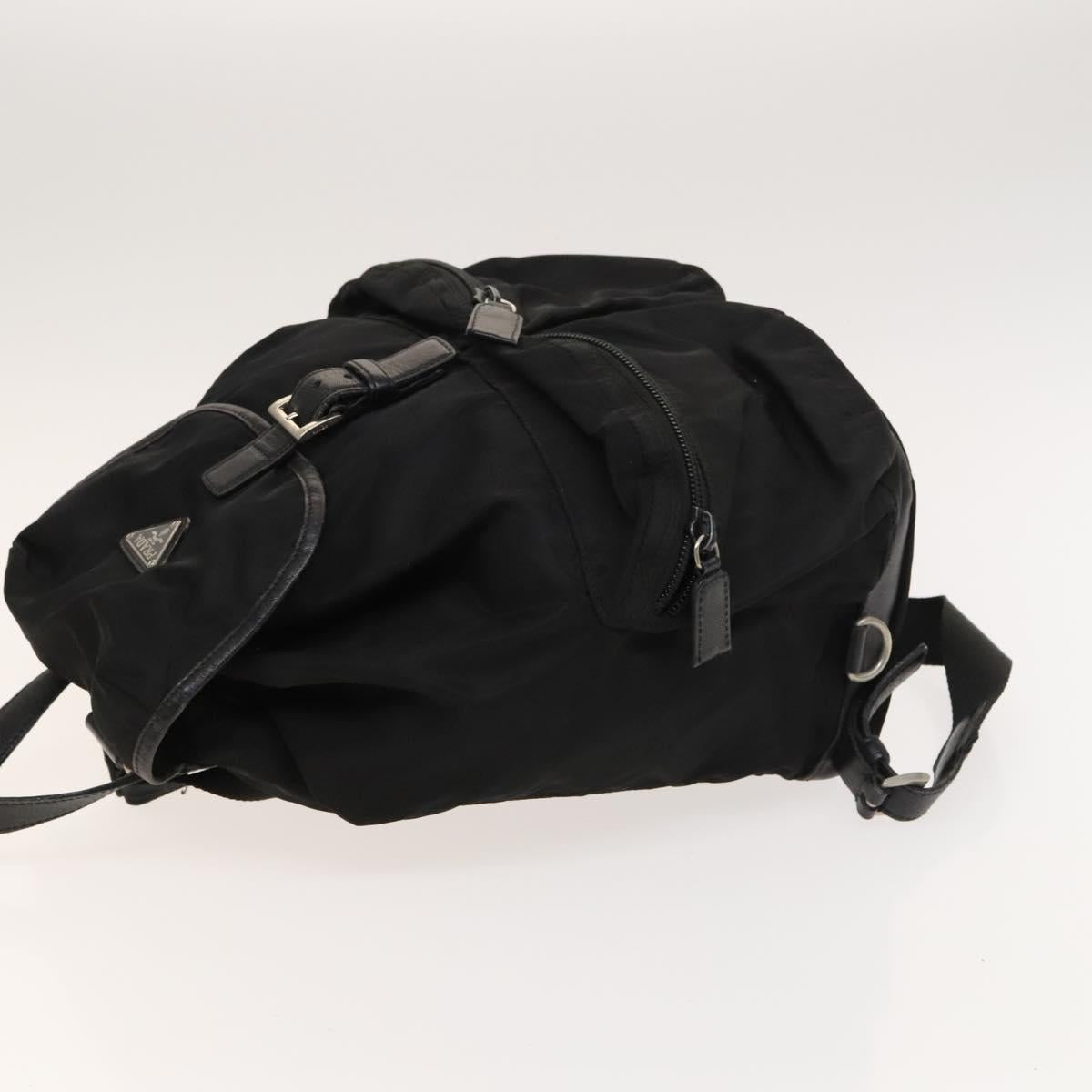 PRADA Backpack Nylon Leather Black Silver Auth bs26646