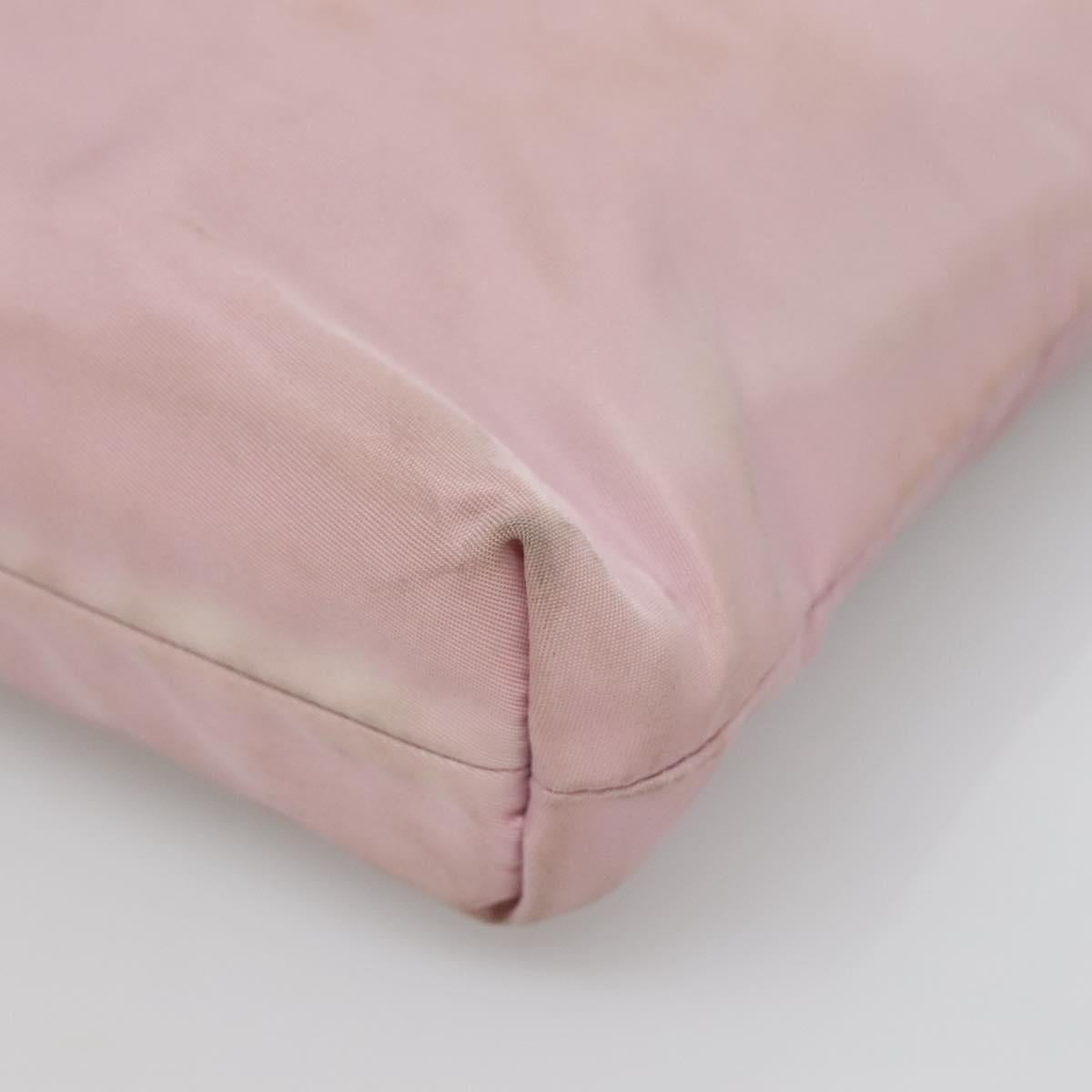 PRADA Hand Bag Nylon Pink Silver Auth bs26647