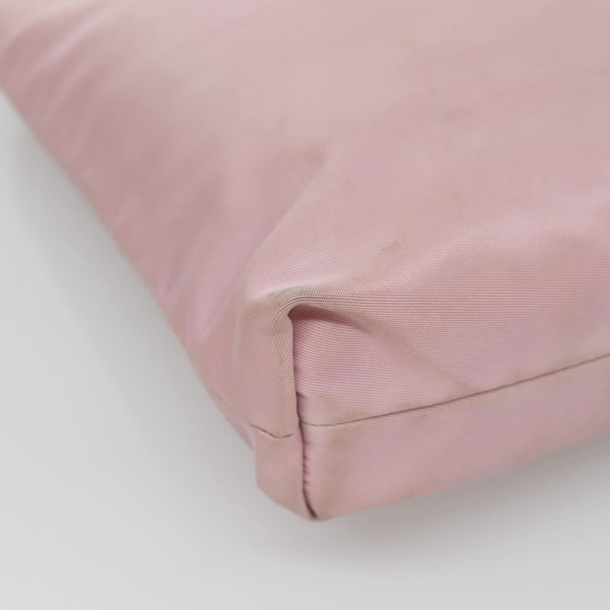 PRADA Hand Bag Nylon Pink Silver Auth bs26647