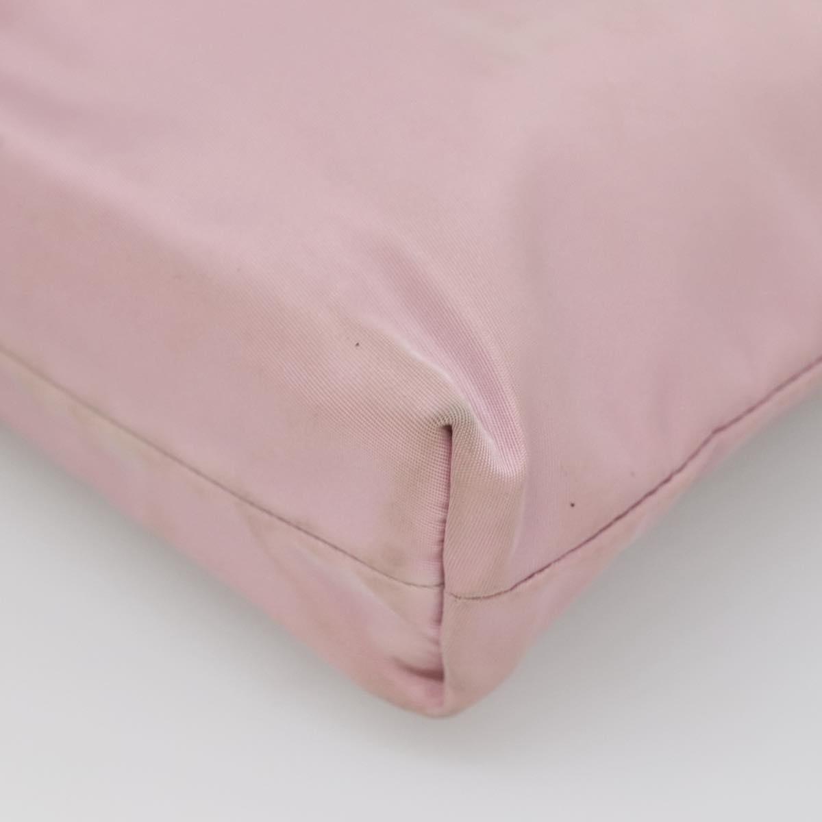 PRADA Hand Bag Nylon Pink Silver Auth bs26647