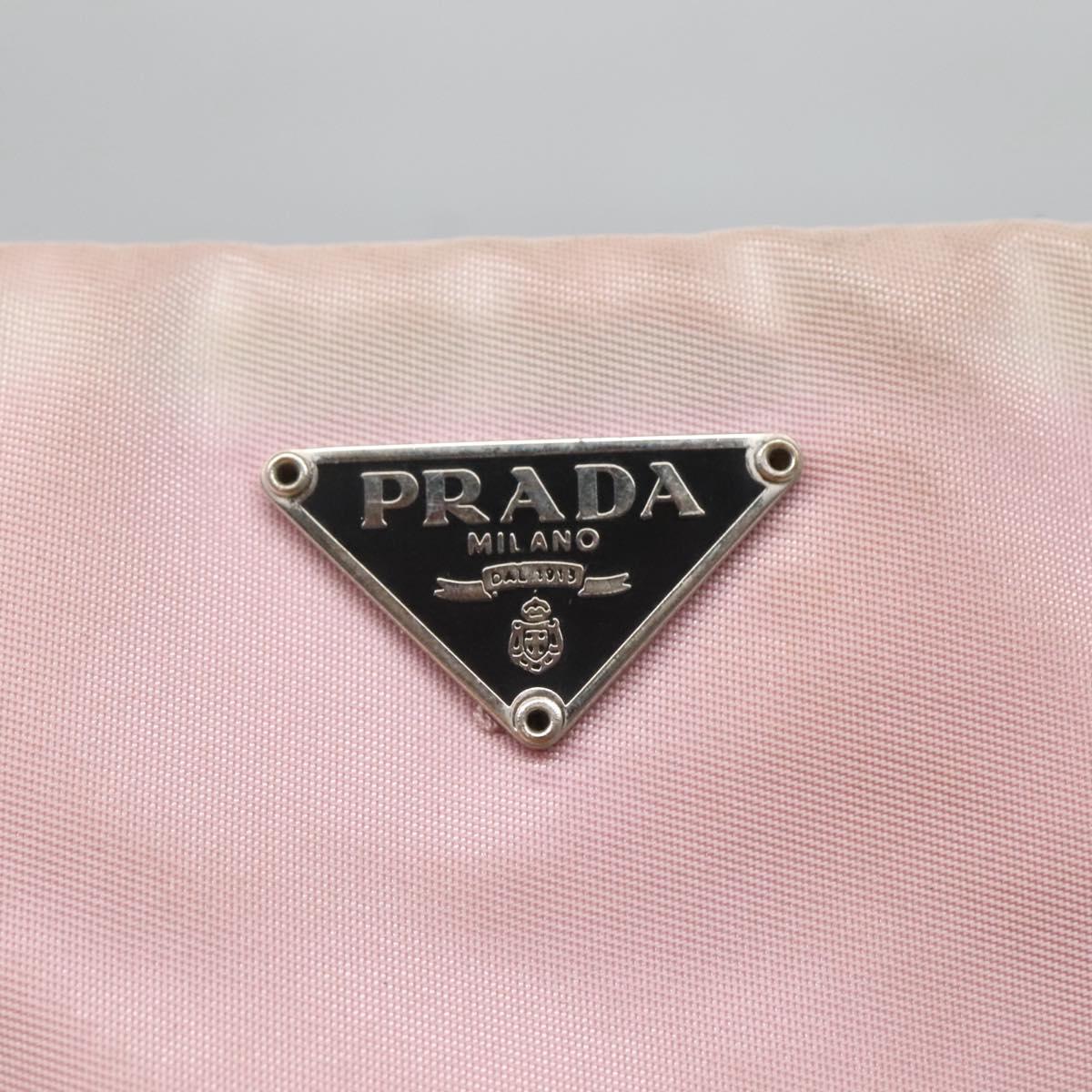 PRADA Hand Bag Nylon Pink Silver Auth bs26647
