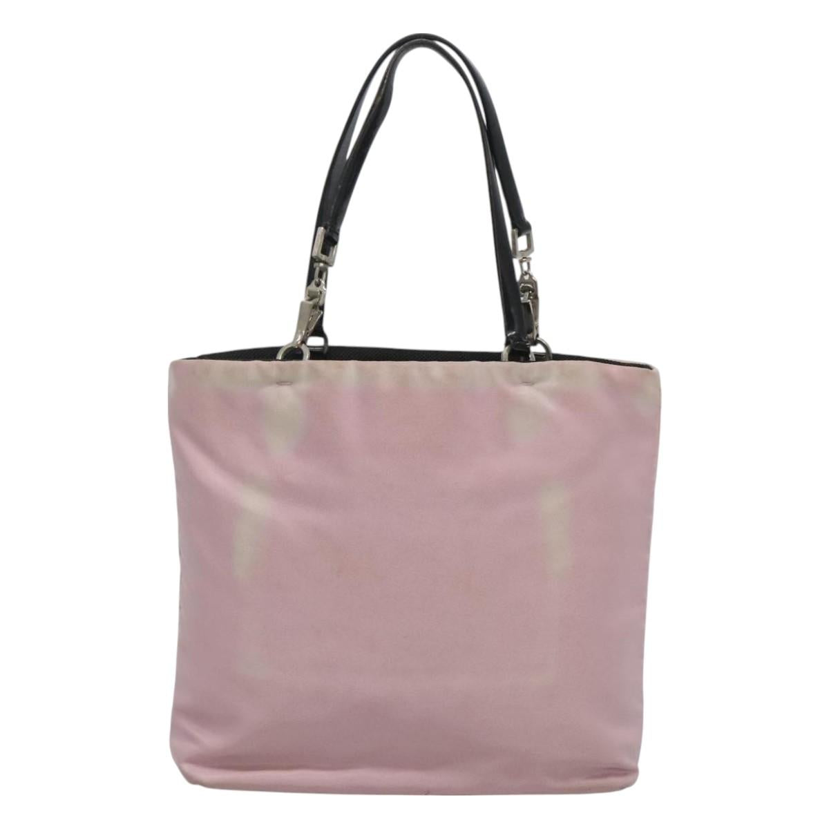 PRADA Hand Bag Nylon Pink Silver Auth bs26647