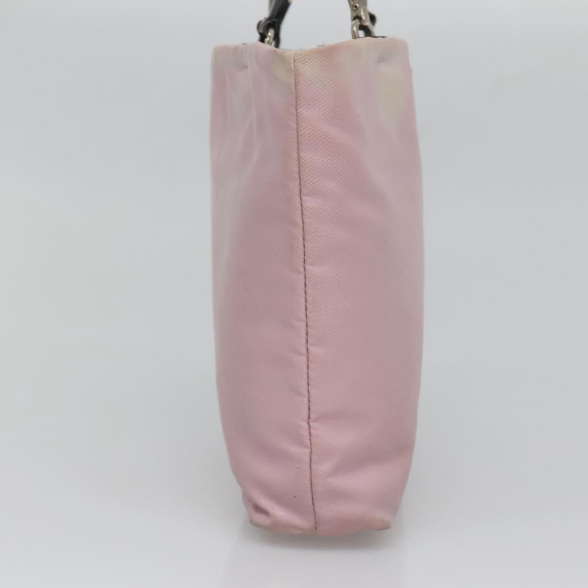 PRADA Hand Bag Nylon Pink Silver Auth bs26647