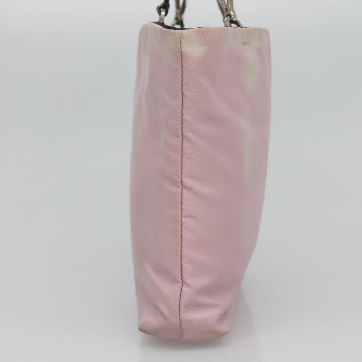 PRADA Hand Bag Nylon Pink Silver Auth bs26647