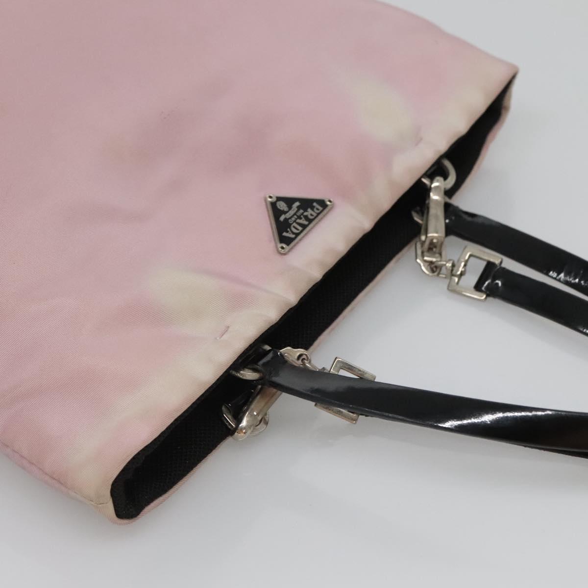 PRADA Hand Bag Nylon Pink Silver Auth bs26647