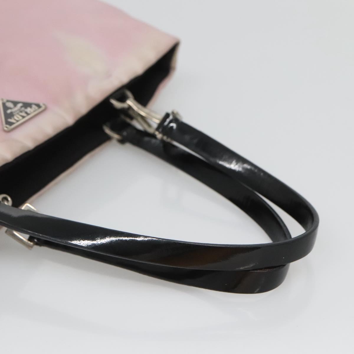PRADA Hand Bag Nylon Pink Silver Auth bs26647