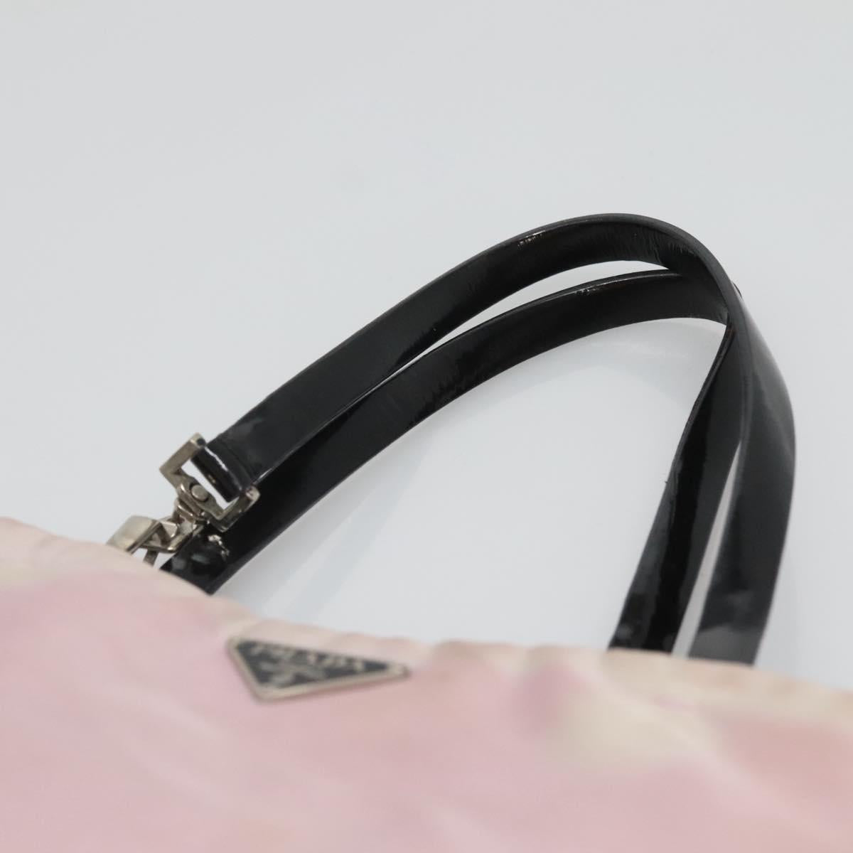 PRADA Hand Bag Nylon Pink Silver Auth bs26647