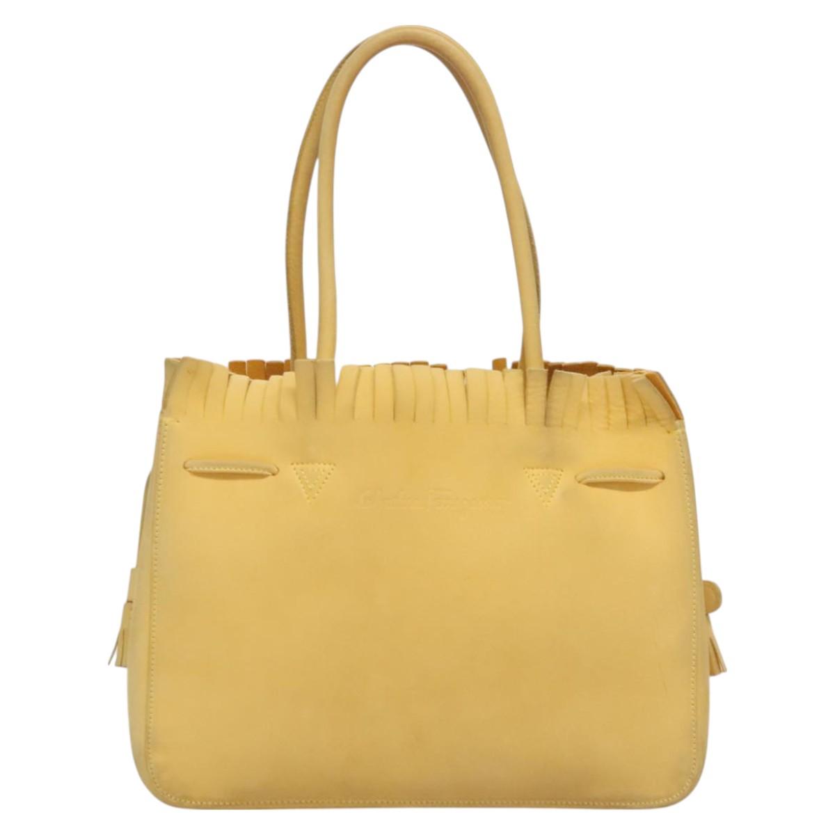 Salvatore Ferragamo Tote Bag Suede Yellow Auth bs26661