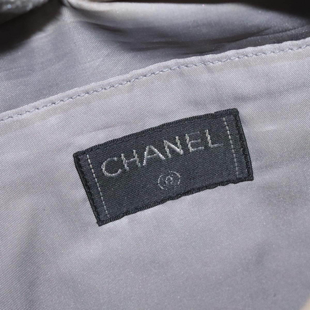 CHANEL Tote Bag PVC Canvas Greige Silver CC Auth bs26664