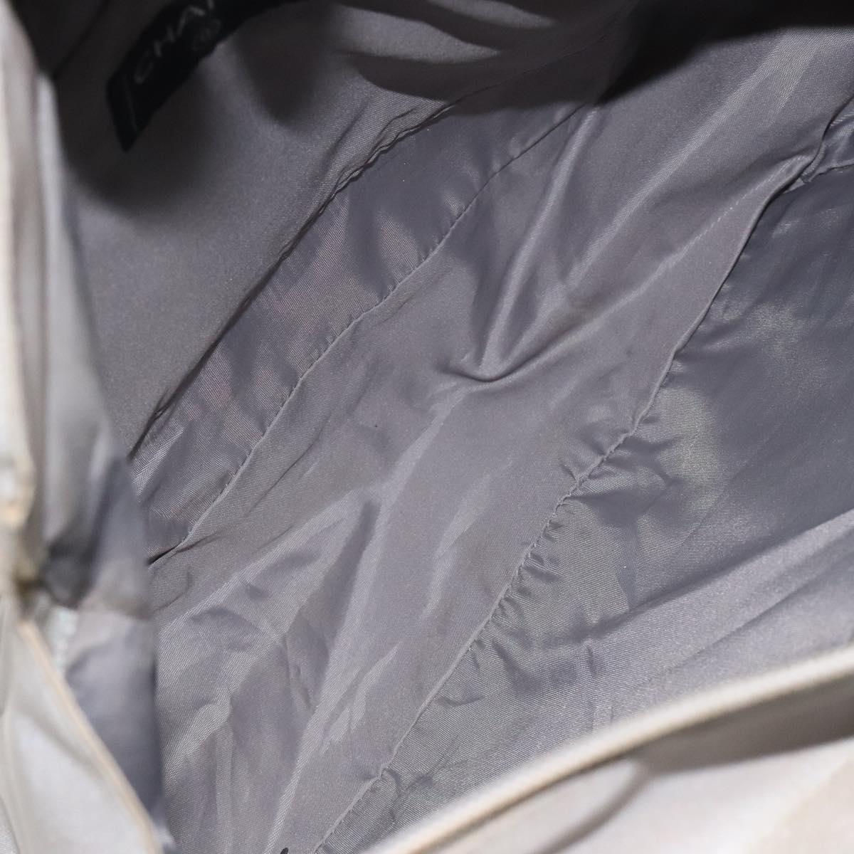 CHANEL Tote Bag PVC Canvas Greige Silver CC Auth bs26664