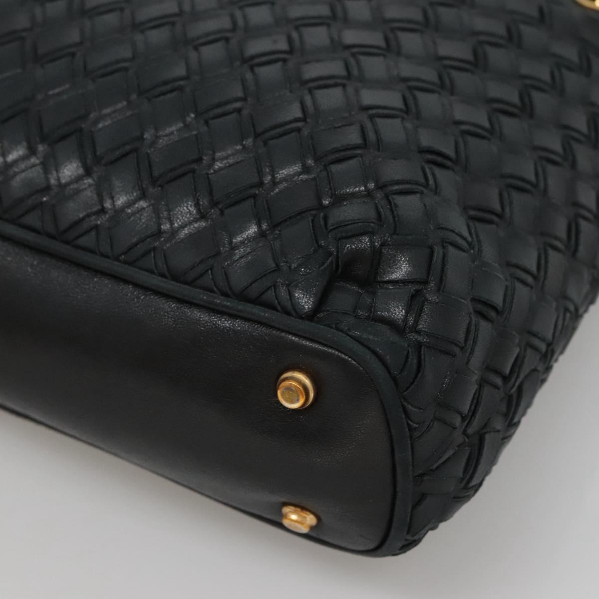 BALLY Shoulder Bag Leather Navy Gold Auth bs26667