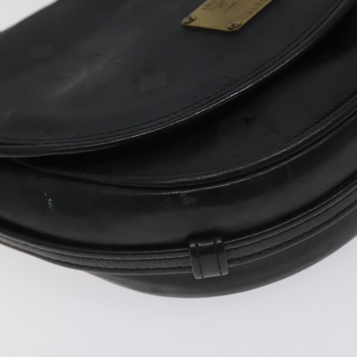 MCM Vicetos Logogram Shoulder Bag PVC Black Gold Auth bs26670