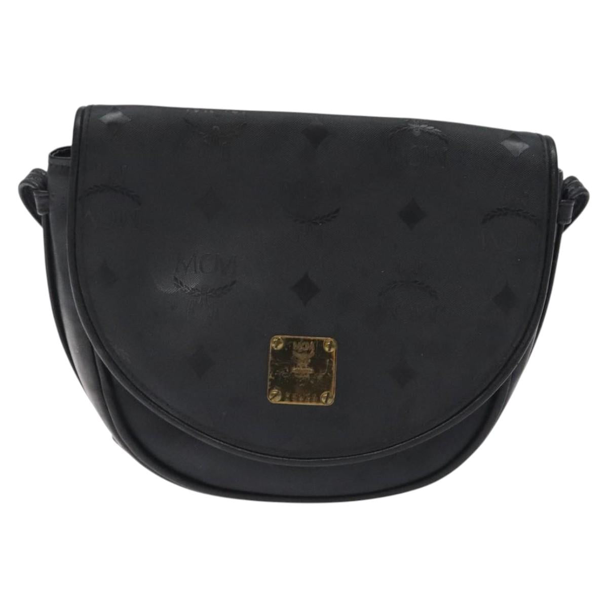 MCM Vicetos Logogram Shoulder Bag PVC Black Gold Auth bs26670