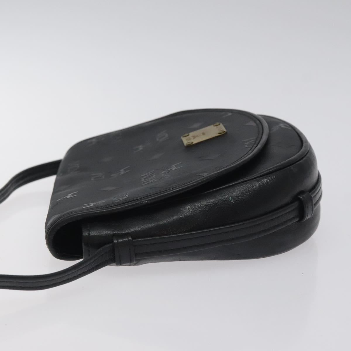 MCM Vicetos Logogram Shoulder Bag PVC Black Gold Auth bs26670