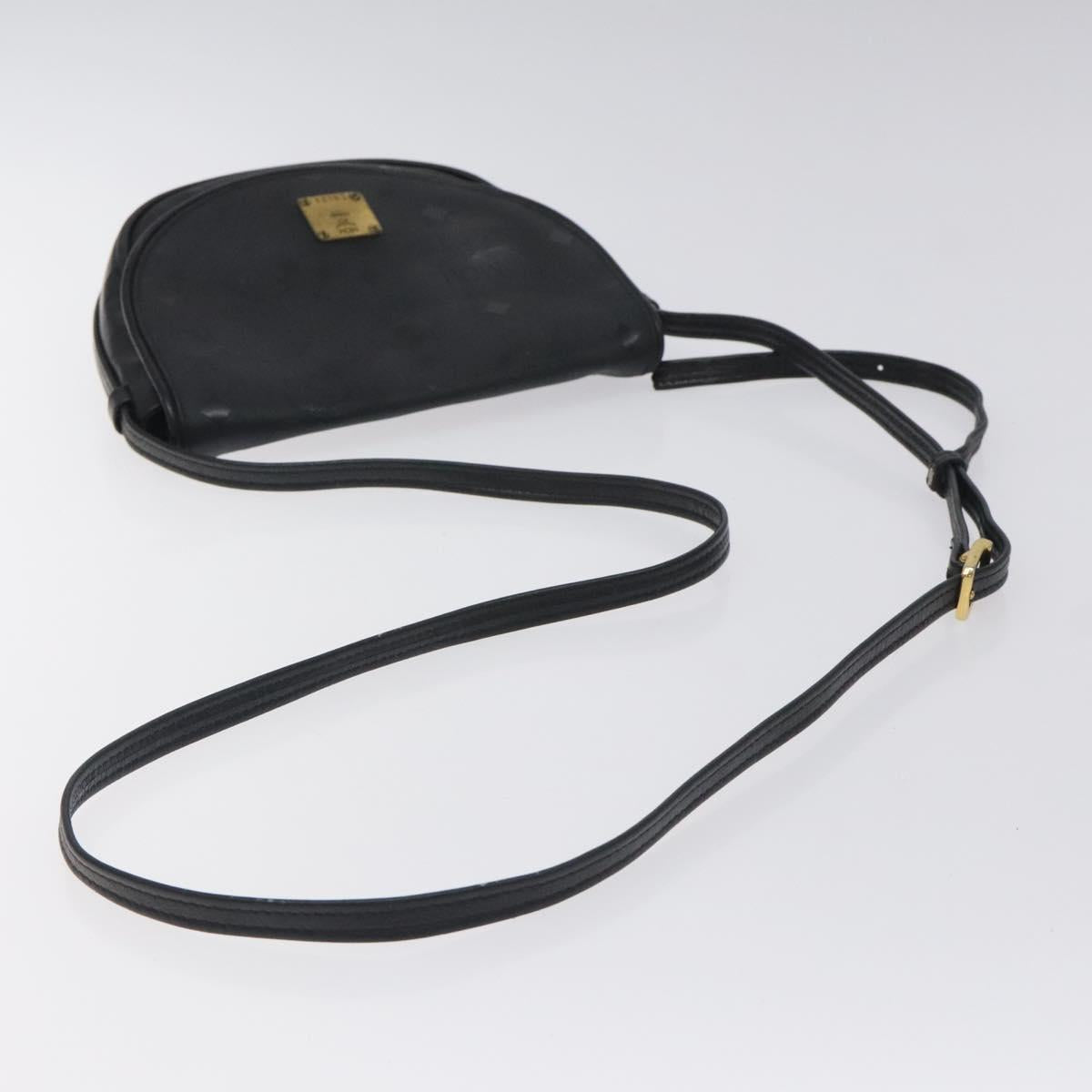 MCM Vicetos Logogram Shoulder Bag PVC Black Gold Auth bs26670