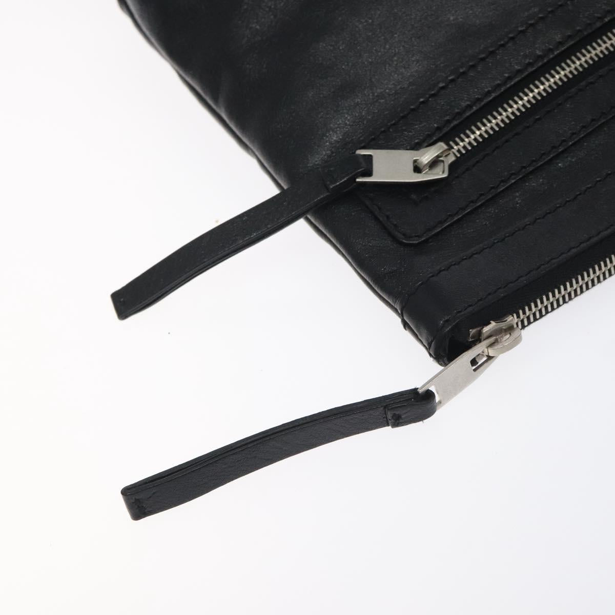 BALENCIAGA Clip L Clutch Bag Leather Black Silver 273023 Auth bs26675
