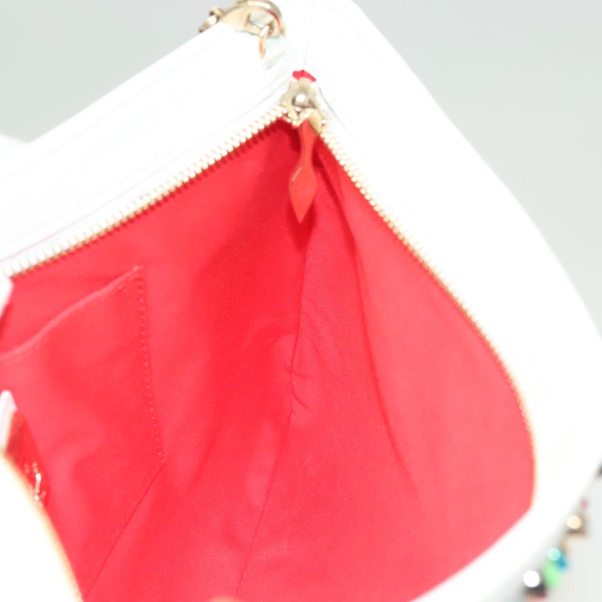Christian Louboutin Clutch Bag Rubiposh Leather White Gold 1175134 Auth bs26678