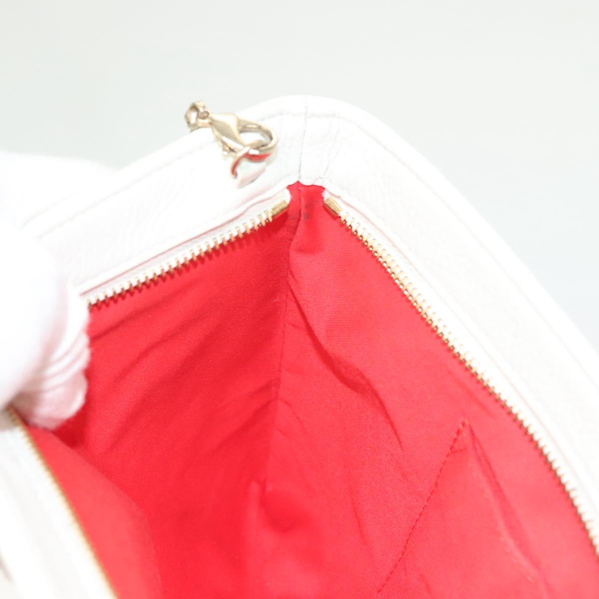 Christian Louboutin Clutch Bag Rubiposh Leather White Gold 1175134 Auth bs26678