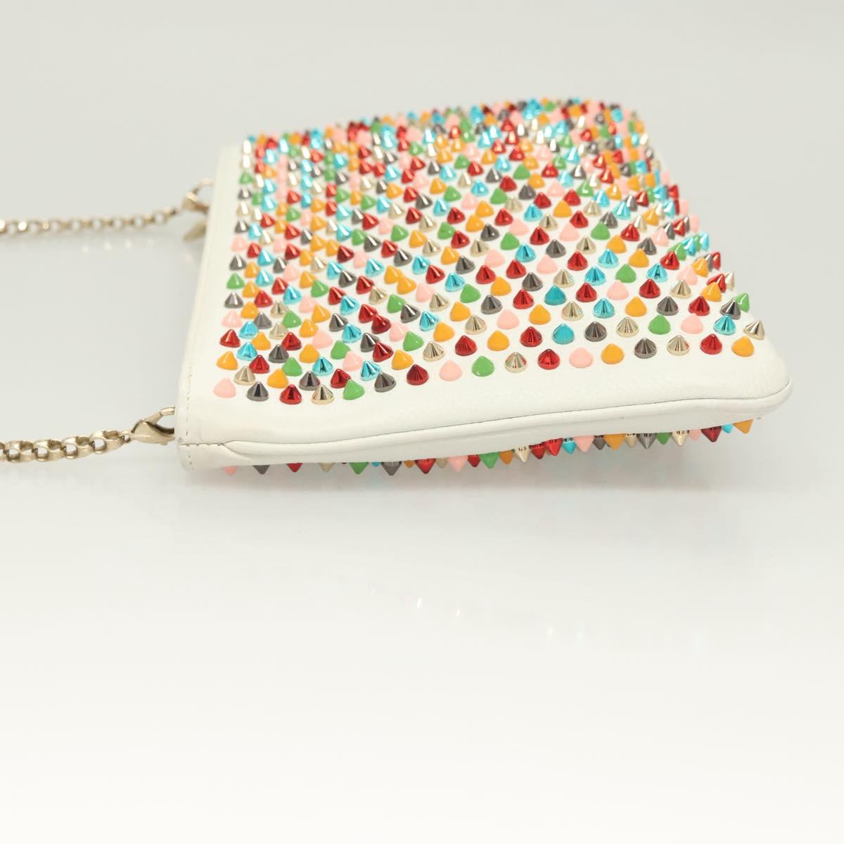 Christian Louboutin Clutch Bag Rubiposh Leather White Gold 1175134 Auth bs26678