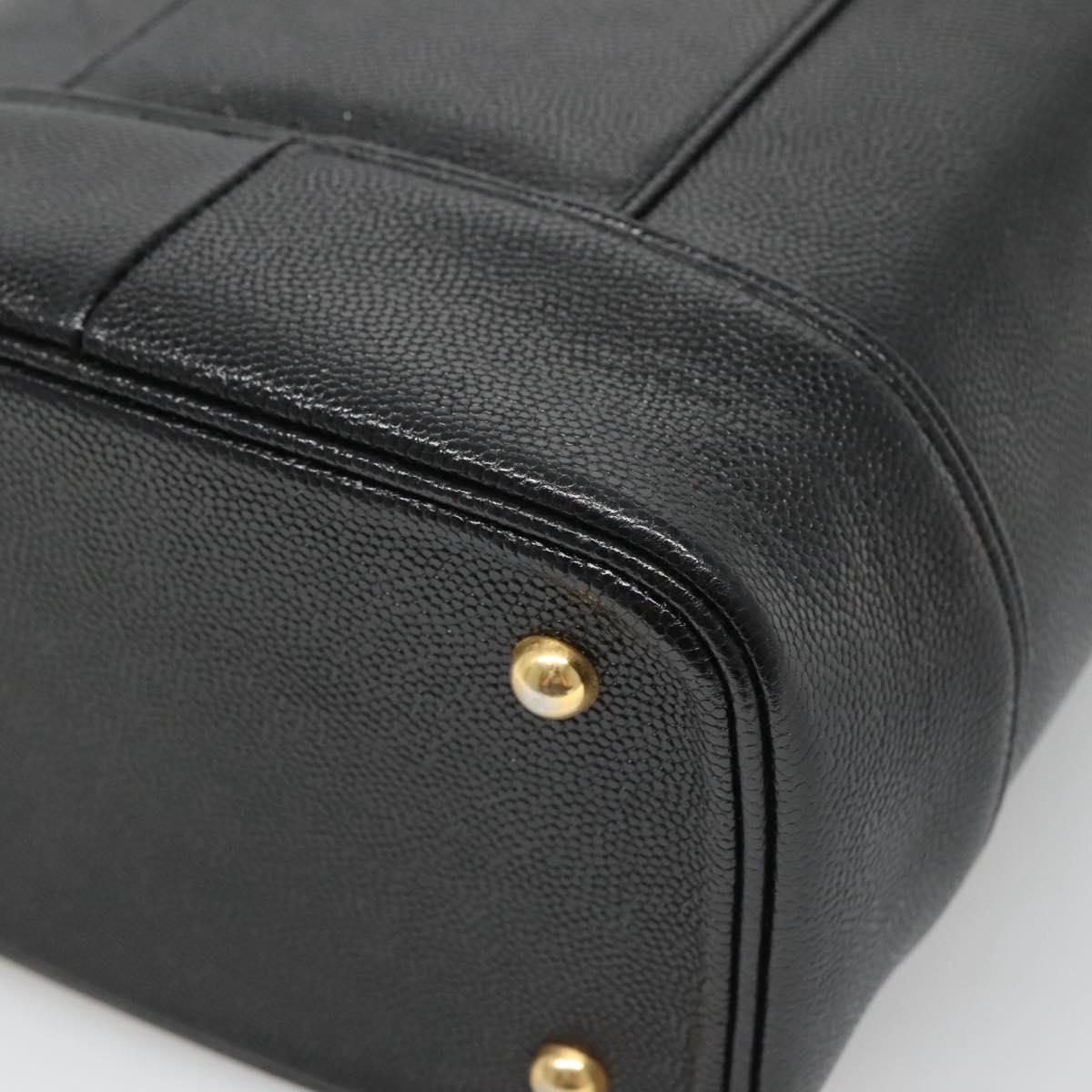 VERSACE Vanity Bag Leather Black Gold Auth bs26703