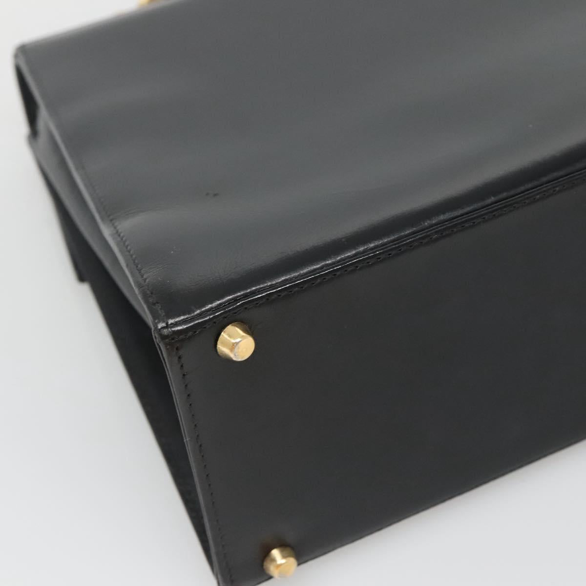 Gianni Versace Hand Bag Leather Black Gold Auth bs26704