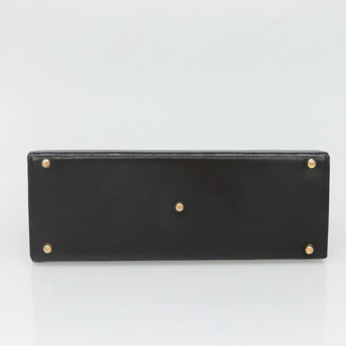 Gianni Versace Hand Bag Leather Black Gold Auth bs26704