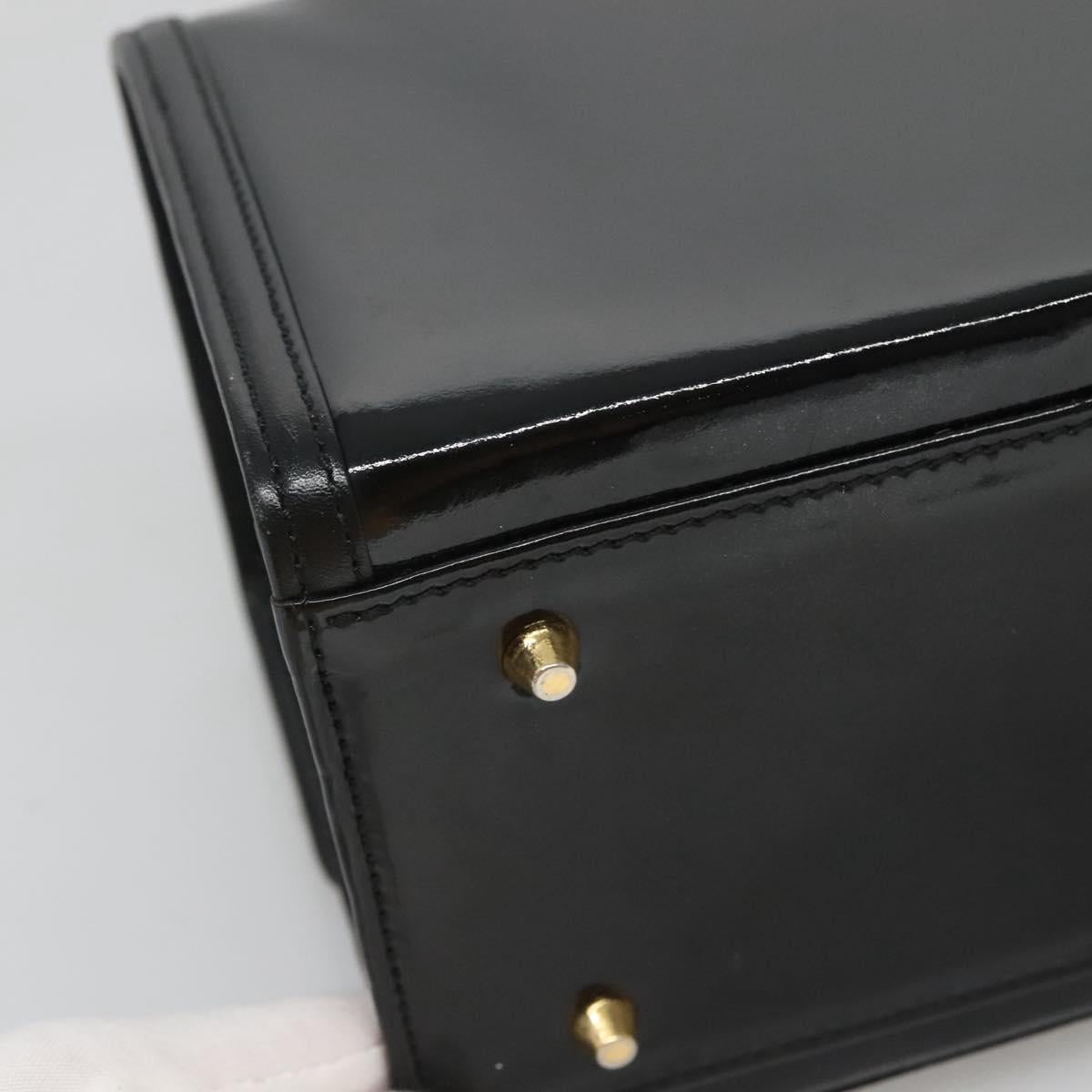 VERSACE Vanity Bag Enamel Black Gold Auth bs26705