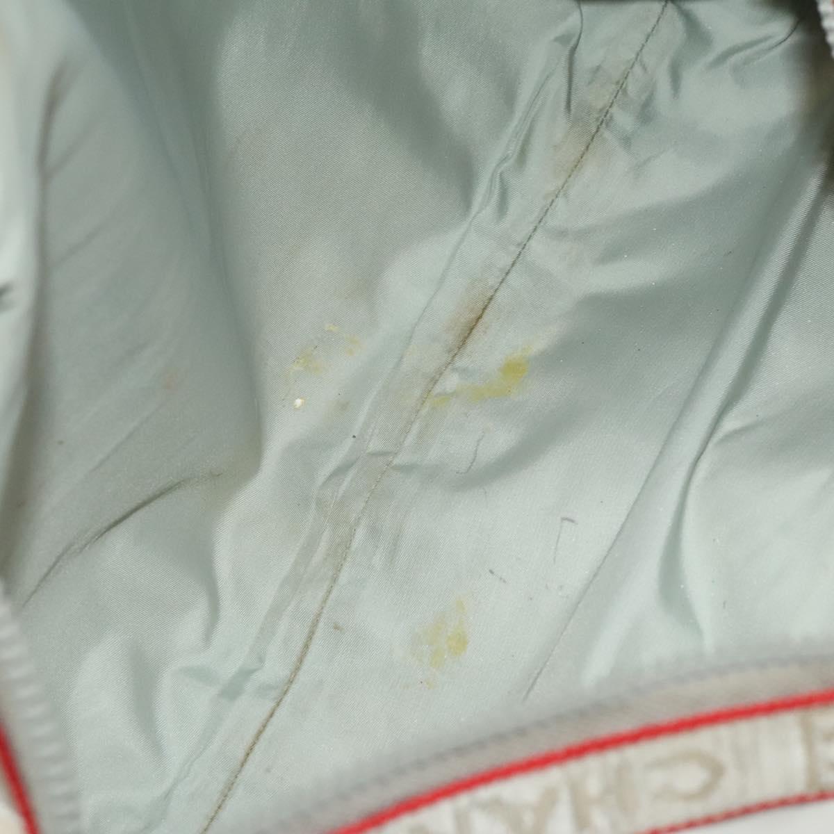 CHANEL Sports Shoulder Drum Bag Rubber Nylon White Gray CC Auth bs26735